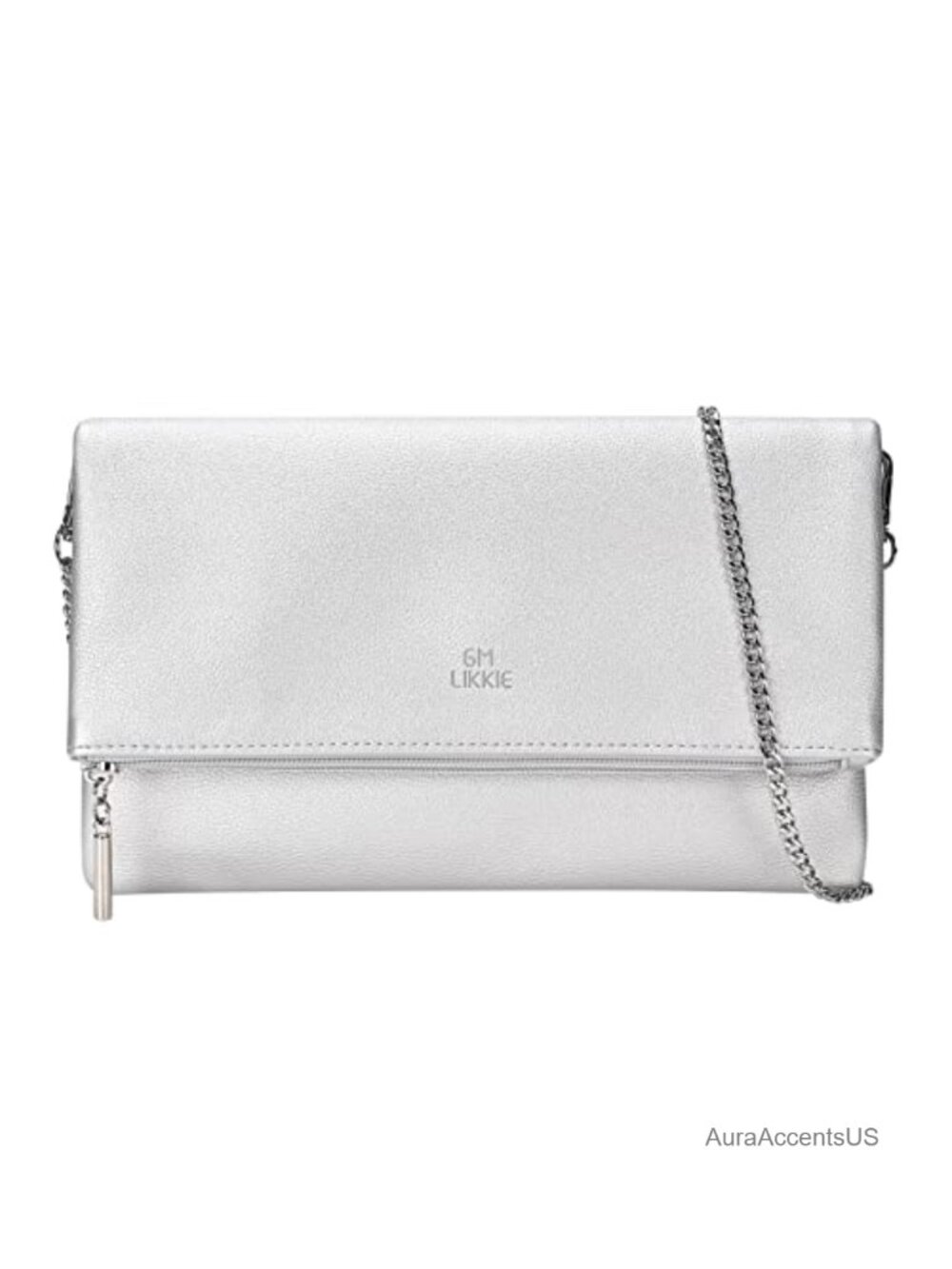 PU Leather Envelope Clutch Crossbody Bag with Detachable Chain Strap, Large